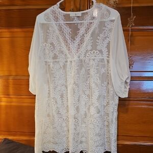 NWOT Elegant Lace Overlay Top